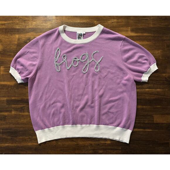 QUEEN OF SPARKLES Tops - Queen Of Sparkles Women’s Large Top TCU Frogs Short Sleeve Knit Pullover Texas